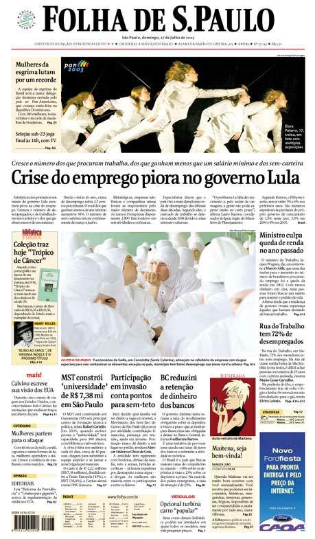 Capa Folha de S.Paulo - Edição São Paulo