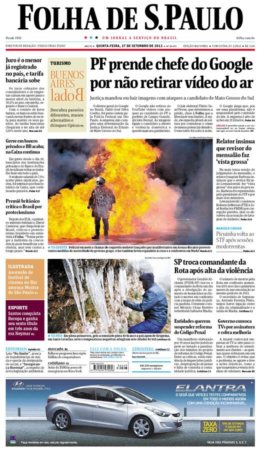 Capa Folha de S.Paulo - Edio Nacional