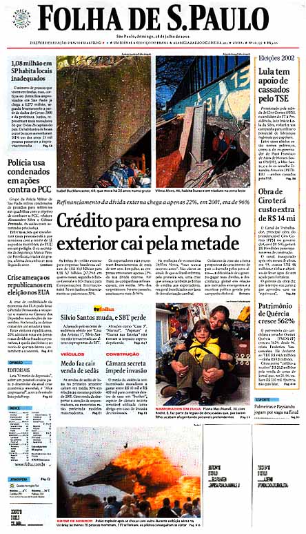 Capa Folha de S.Paulo - Edição São Paulo