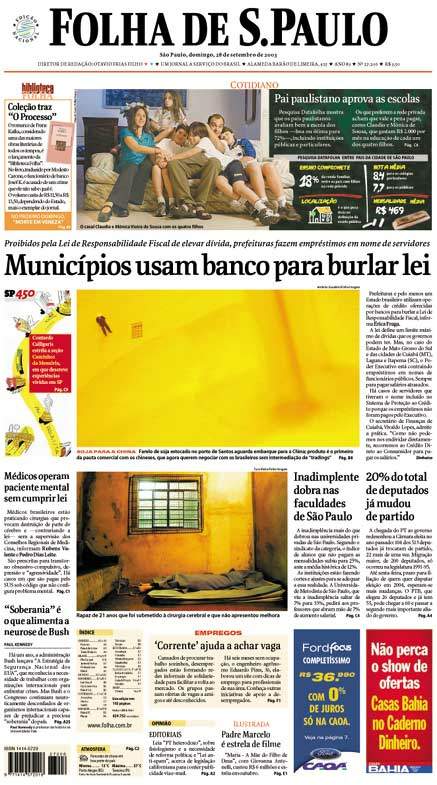 Capa Folha de S.Paulo - Edição São Paulo