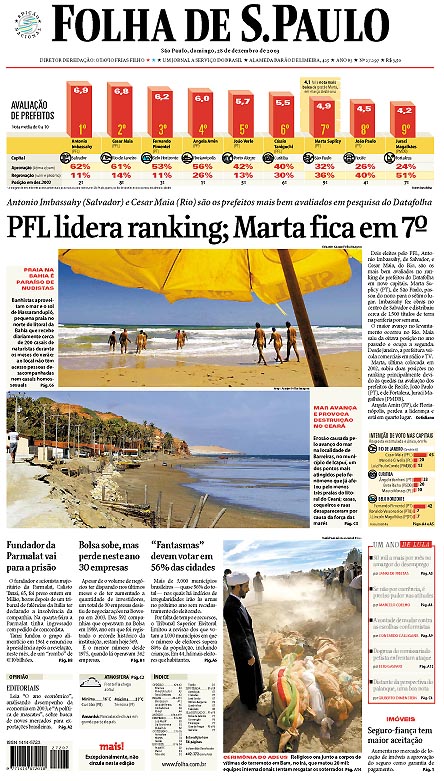 Capa Folha de S.Paulo - Edição São Paulo