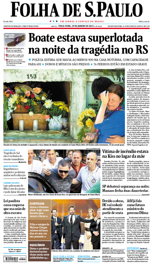 Capa Folha de S.Paulo - Edição Nacional