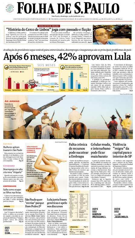 Capa Folha de S.Paulo - Edição São Paulo