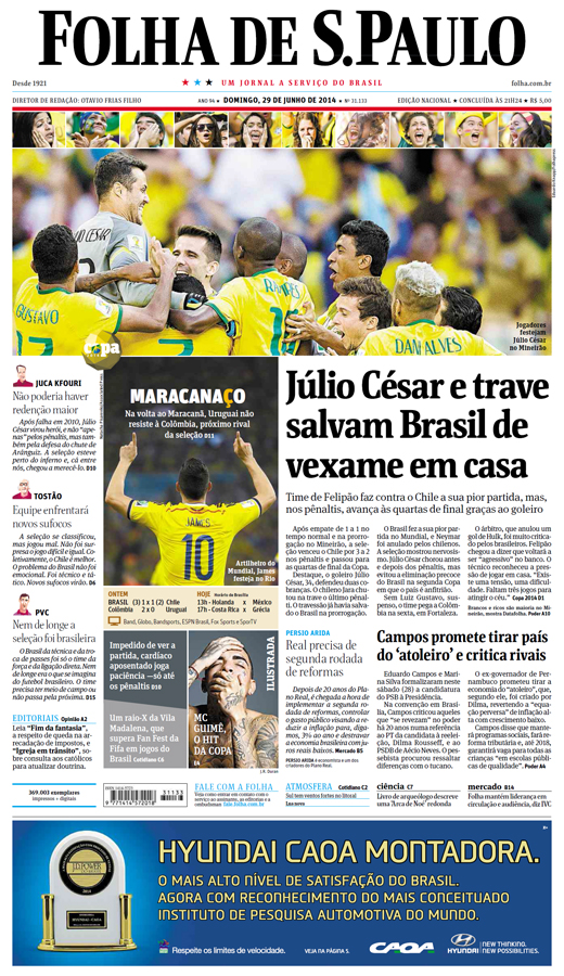 Capa Folha de S.Paulo - Edição Nacional