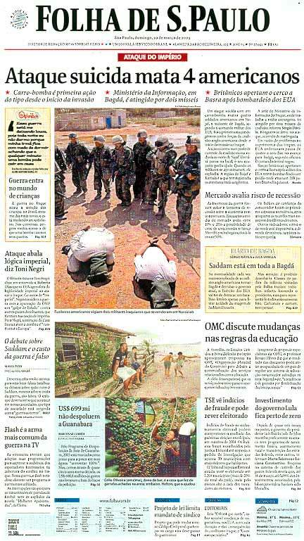 Capa Folha de S.Paulo - Edição São Paulo