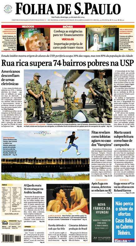 Capa Folha de S.Paulo - Edição São Paulo