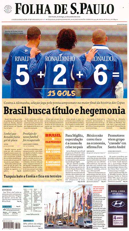 Capa Folha de S.Paulo - Edição São Paulo