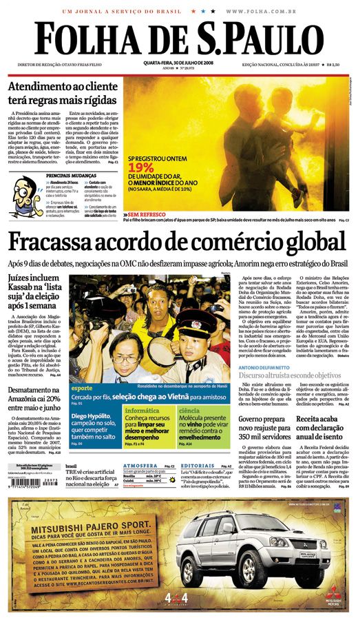 Capa Folha de S.Paulo - Edio Nacional