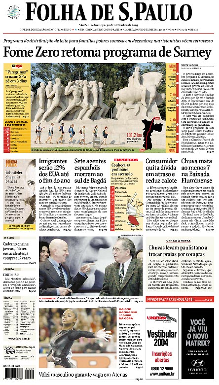 Capa Folha de S.Paulo - Edição São Paulo