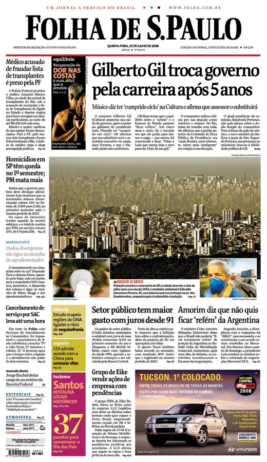 Capa Folha de S.Paulo - Edio Nacional