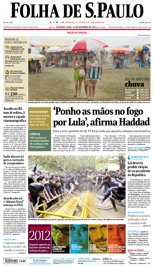 Capa Folha de S.Paulo - Edição Nacional