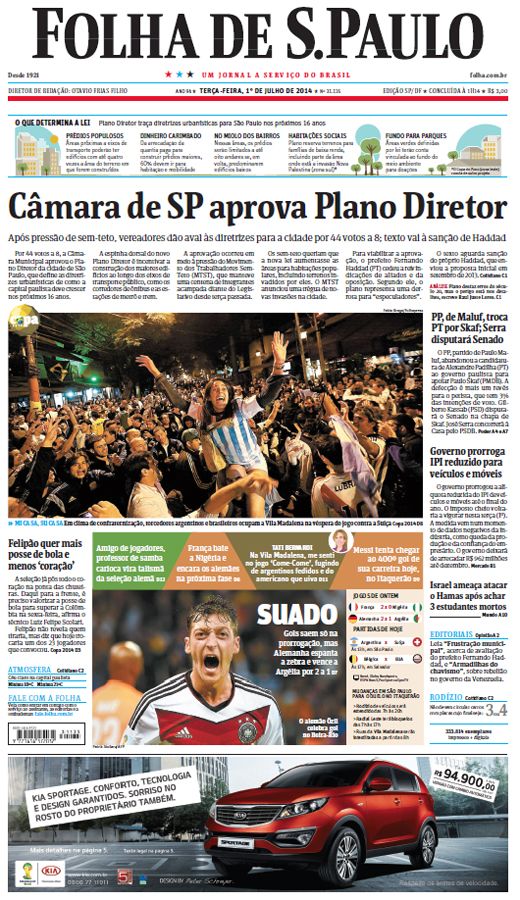 Capa Folha de S.Paulo - Edição São Paulo