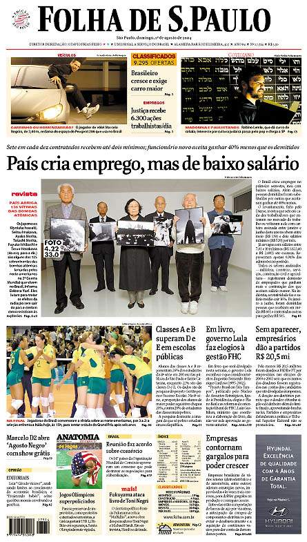 Capa Folha de S.Paulo - Edição São Paulo