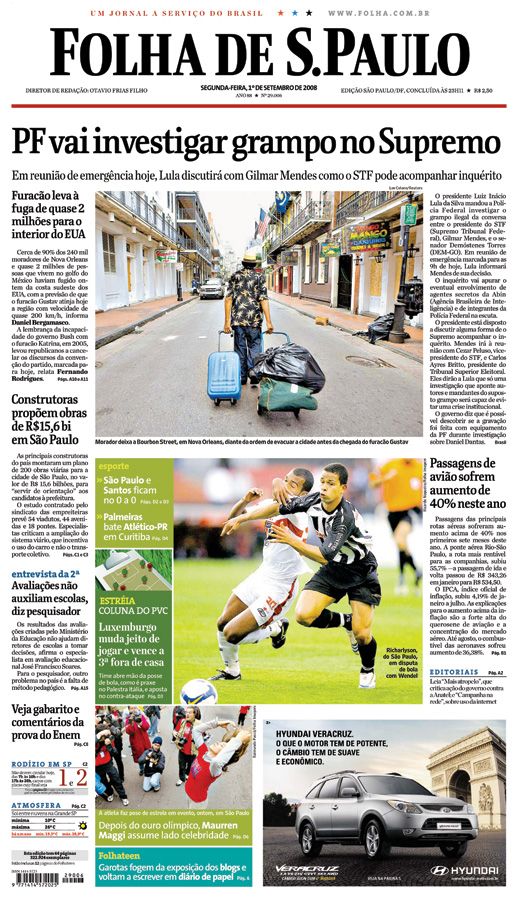 Capa Folha de S.Paulo - Edição São Paulo