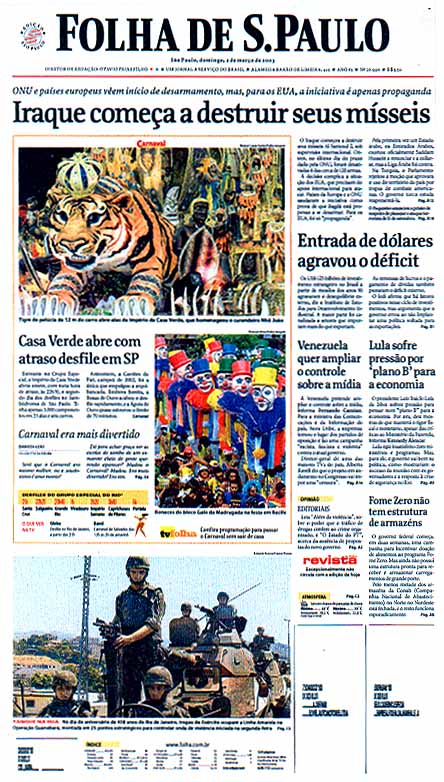 Capa Folha de S.Paulo - Edição São Paulo