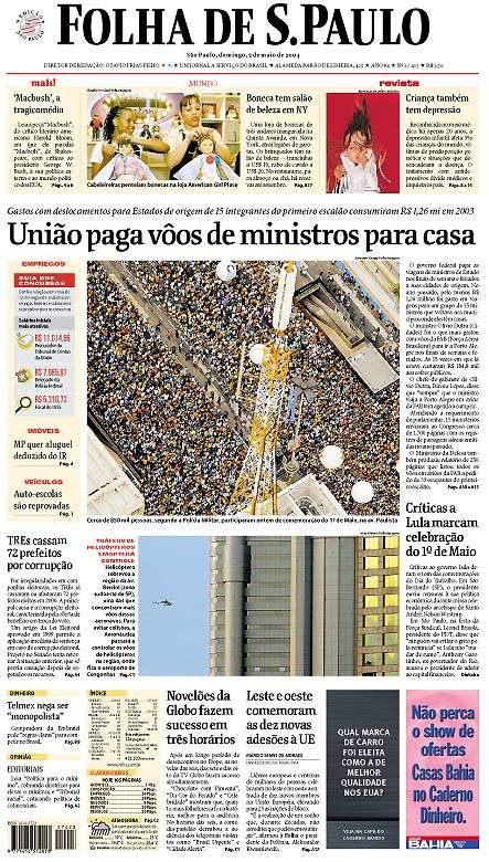 Capa Folha de S.Paulo - Edição São Paulo