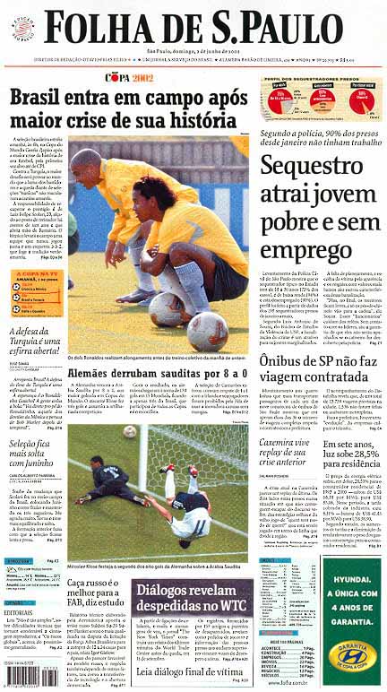 Capa Folha de S.Paulo - Edição São Paulo