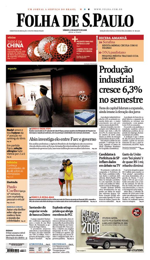 Capa Folha de S.Paulo - Edição São Paulo