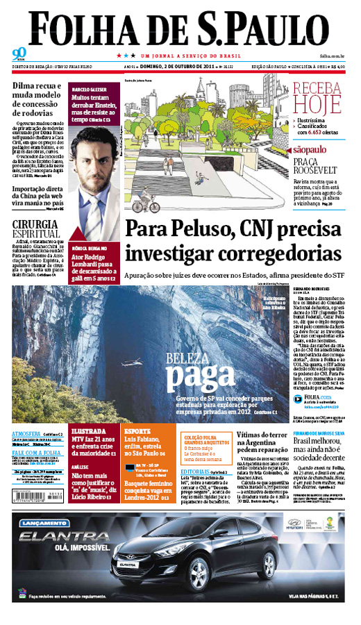 Capa Folha de S.Paulo - Edição São Paulo