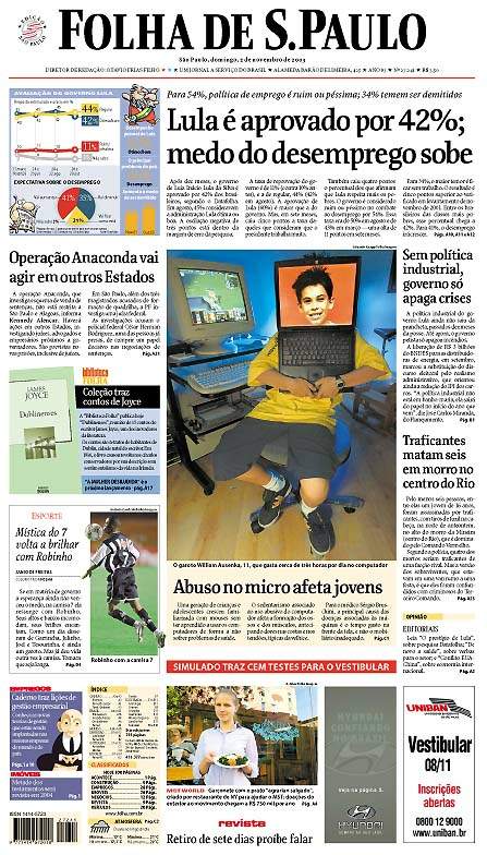 Capa Folha de S.Paulo - Edição São Paulo