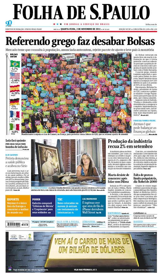 Capa Folha de S.Paulo - Edição São Paulo