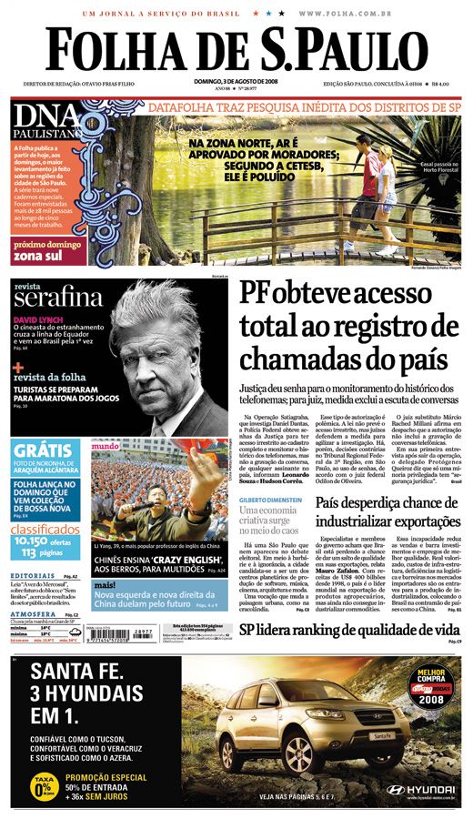 Capa Folha de S.Paulo - Edição São Paulo