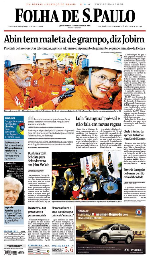 Capa Folha de S.Paulo - Edição São Paulo