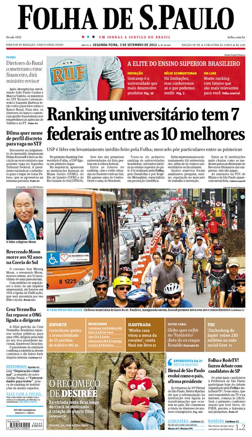 Capa Folha de S.Paulo - Edição São Paulo