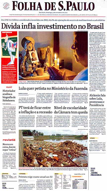 Capa Folha de S.Paulo - Edição São Paulo