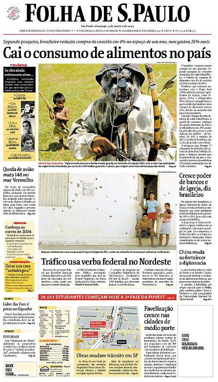 Capa Folha de S.Paulo - Edição São Paulo