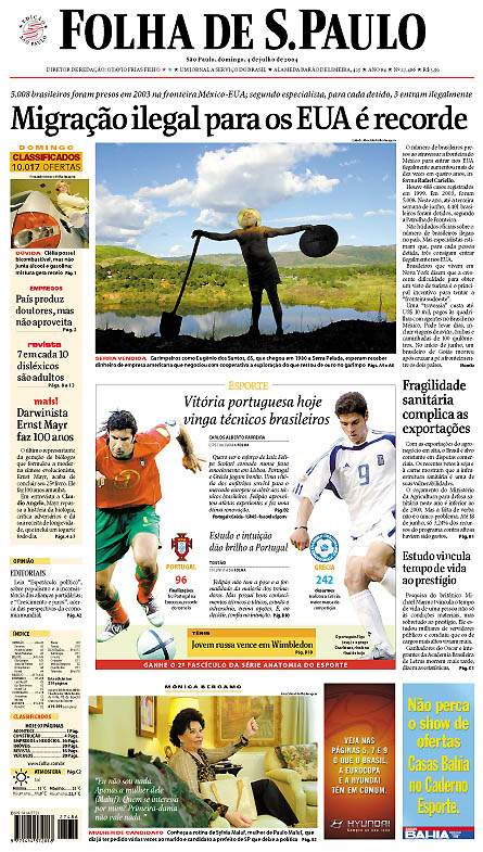 Capa Folha de S.Paulo - Edição São Paulo