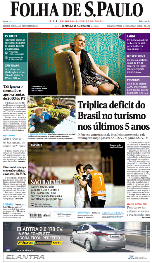 Capa Folha de S.Paulo - Edição São Paulo