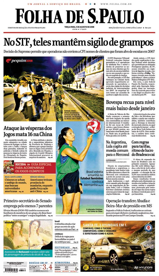 Capa Folha de S.Paulo - Edição São Paulo