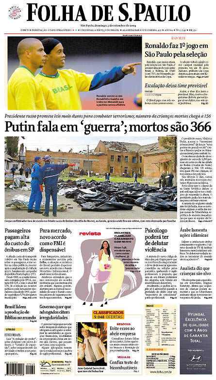 Capa Folha de S.Paulo - Edição São Paulo