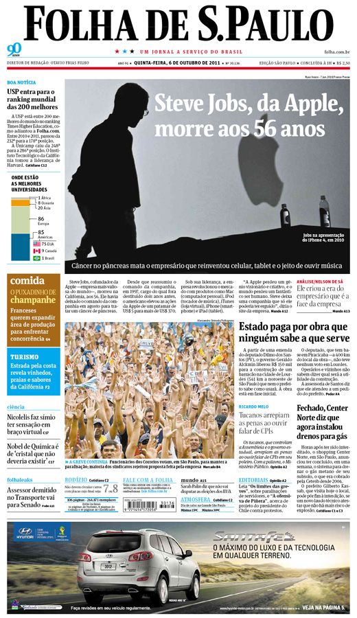 Capa Folha de S.Paulo - Edição São Paulo