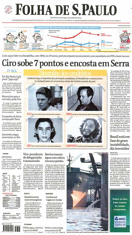 Capa Folha de S.Paulo - Edição São Paulo