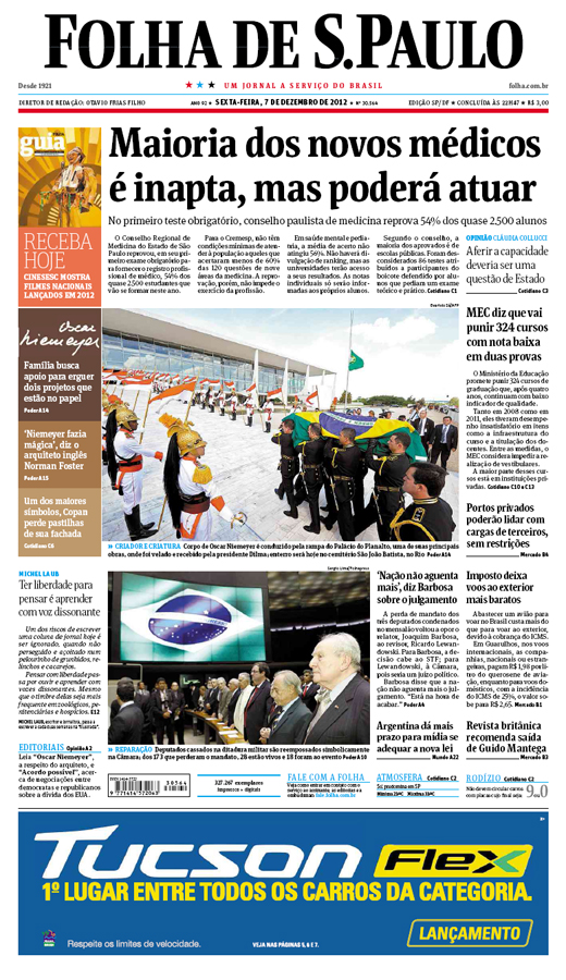 Capa Folha de S.Paulo - Edição São Paulo