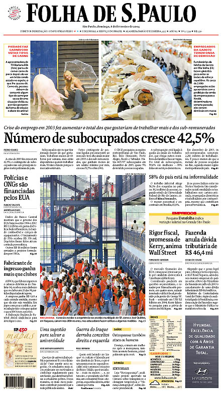 Capa Folha de S.Paulo - Edição São Paulo