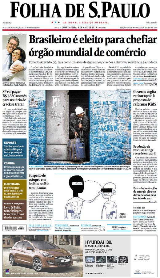 Capa Folha de S.Paulo - Edição São Paulo