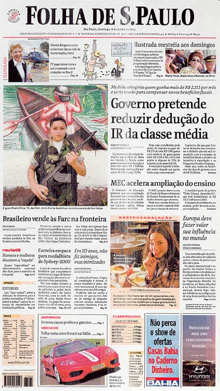 Capa Folha de S.Paulo - Edição São Paulo