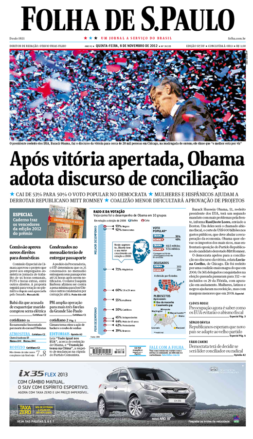 Capa Folha de S.Paulo - Edição São Paulo