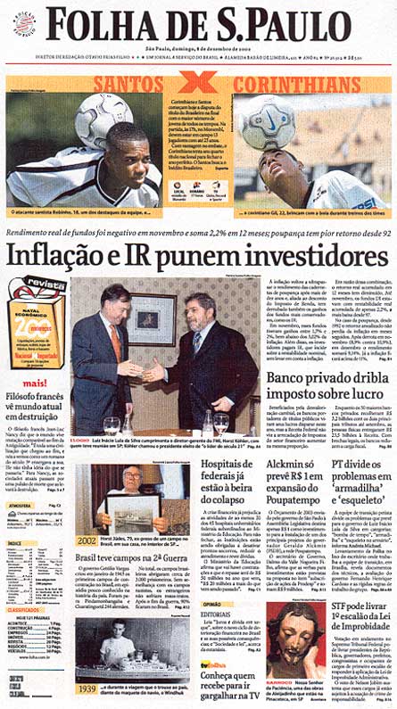 Capa Folha de S.Paulo - Edição São Paulo