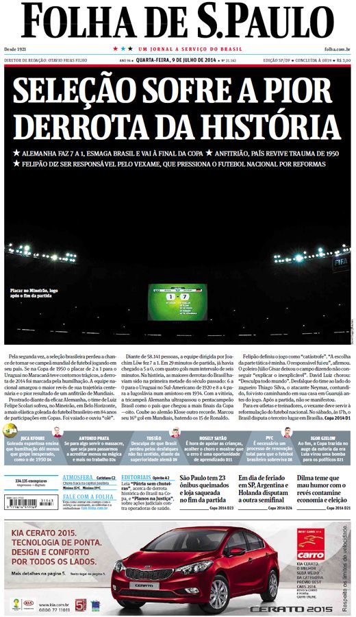 Capa Folha de S.Paulo - Edição São Paulo