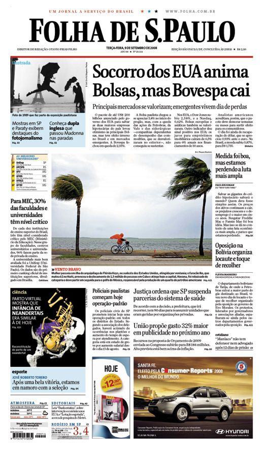 Capa Folha de S.Paulo - Edição São Paulo