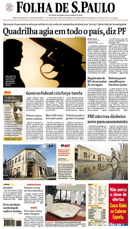 Capa Folha de S.Paulo - Edição São Paulo