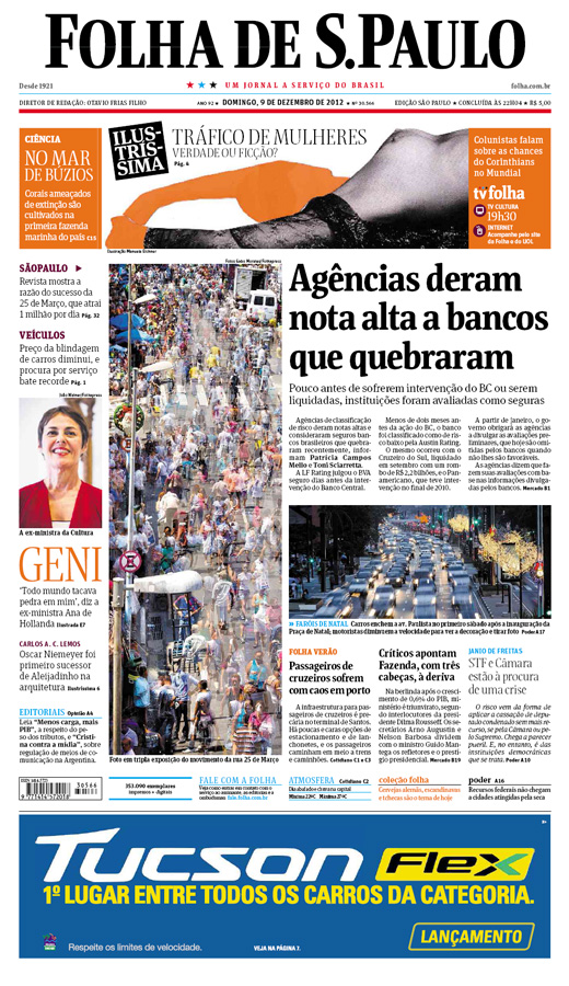 Capa Folha de S.Paulo - Edição São Paulo