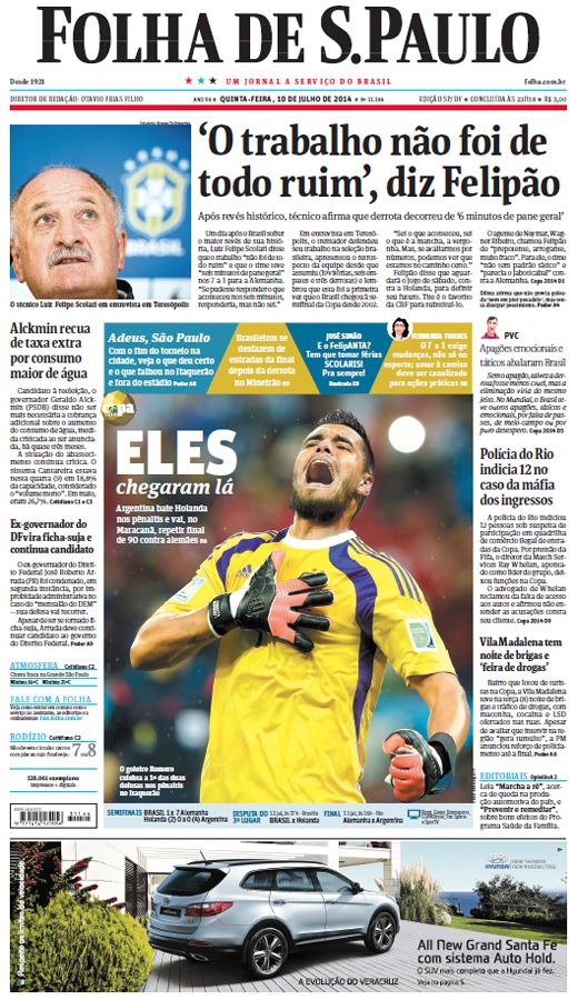 Capa Folha de S.Paulo - Edição São Paulo