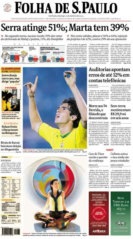 Capa Folha de S.Paulo - Edição São Paulo