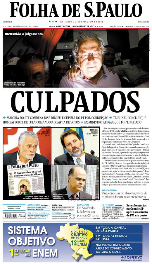 Capa Folha de S.Paulo - Edição São Paulo