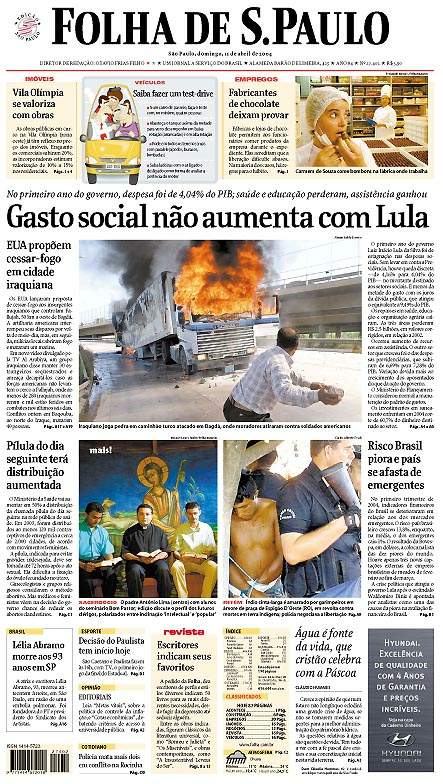 Capa Folha de S.Paulo - Edição São Paulo